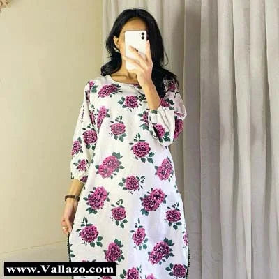 2 Pcs Women's Stitched Linen Printed Suit - vallazo